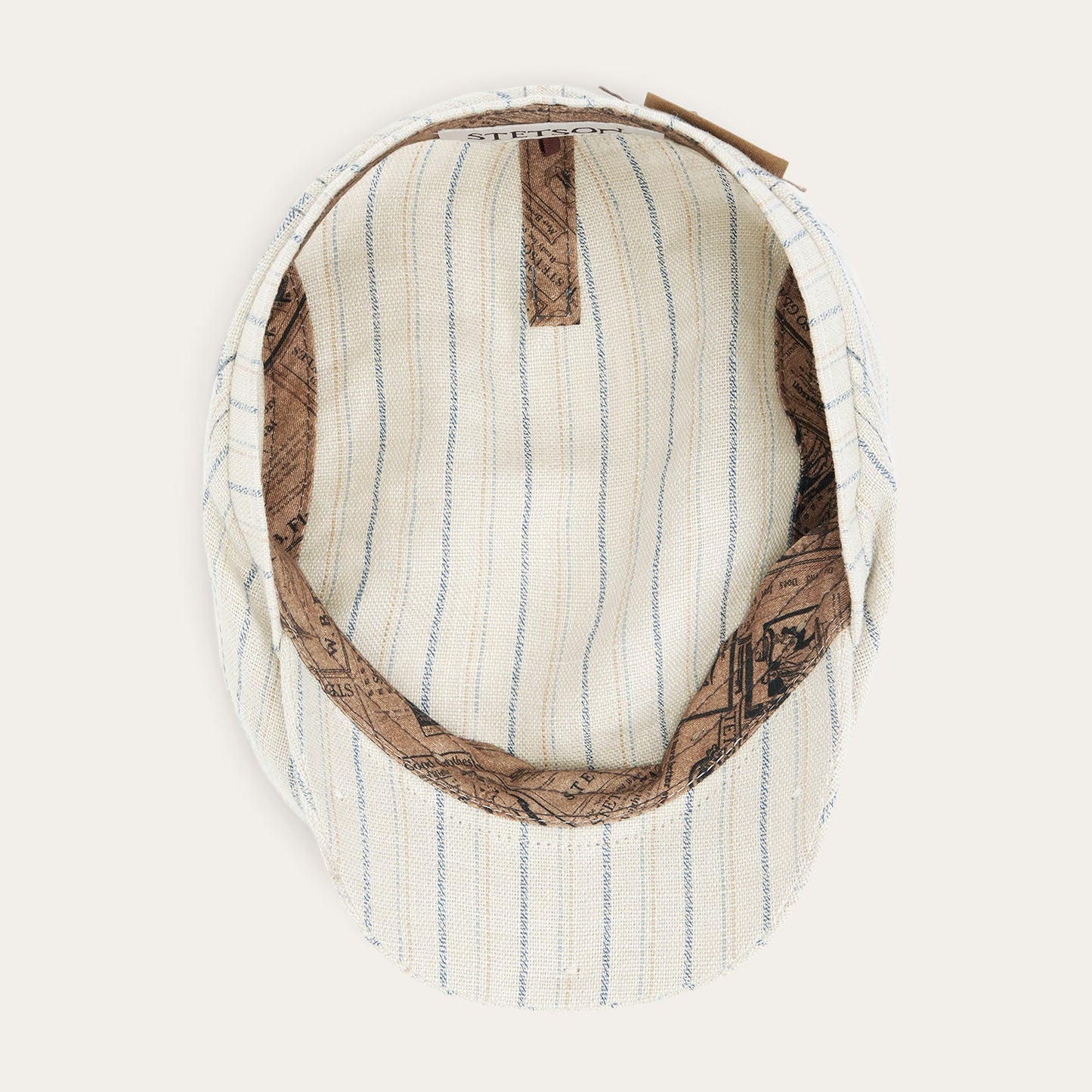 Striped Linen Driver Cap Off White With Stripes