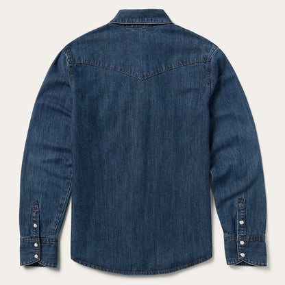 Dark Denim Snap Western Shirt Blue