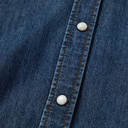Dark Denim Snap Western Shirt Blue