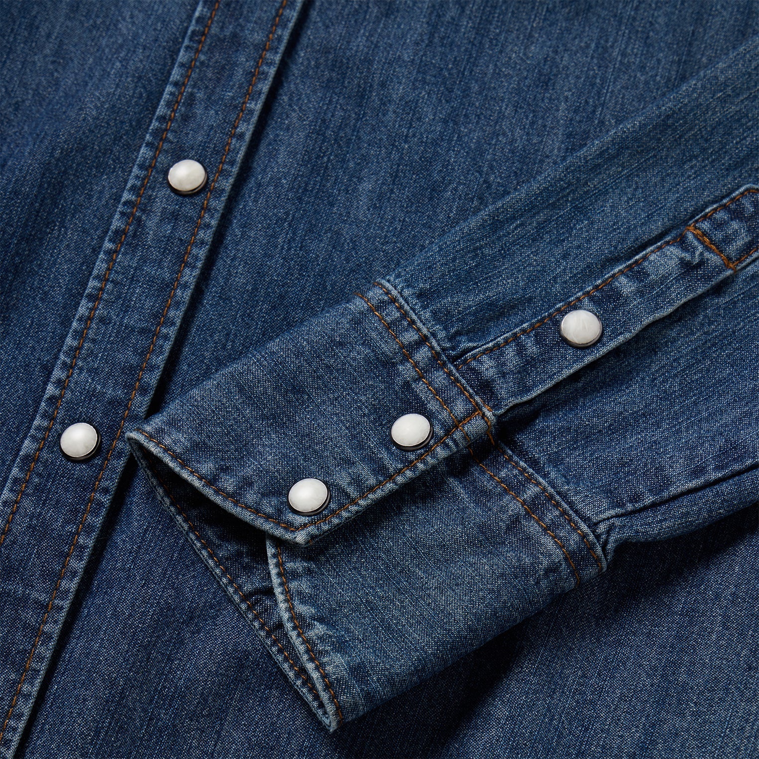 Dark Denim Snap Western Shirt Blue