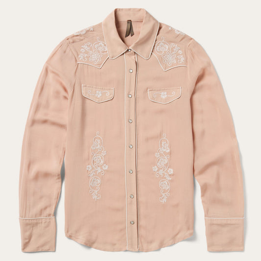 Blush Embroidered Western Shirt Pink