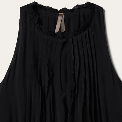 Solid Sleeveless Prairie Dress Black
