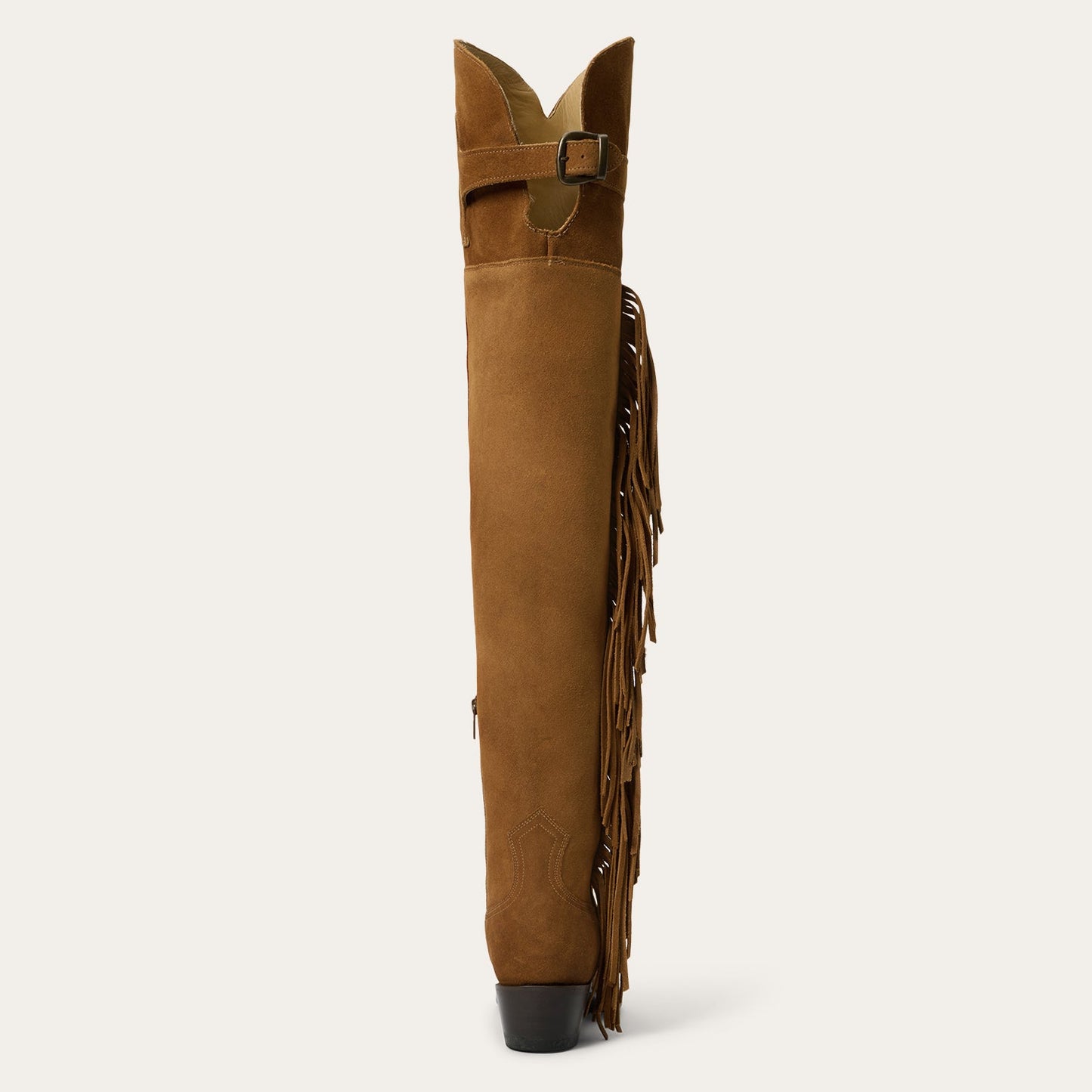 Glam Over-The-Knee Fringe Boot Tan Suede