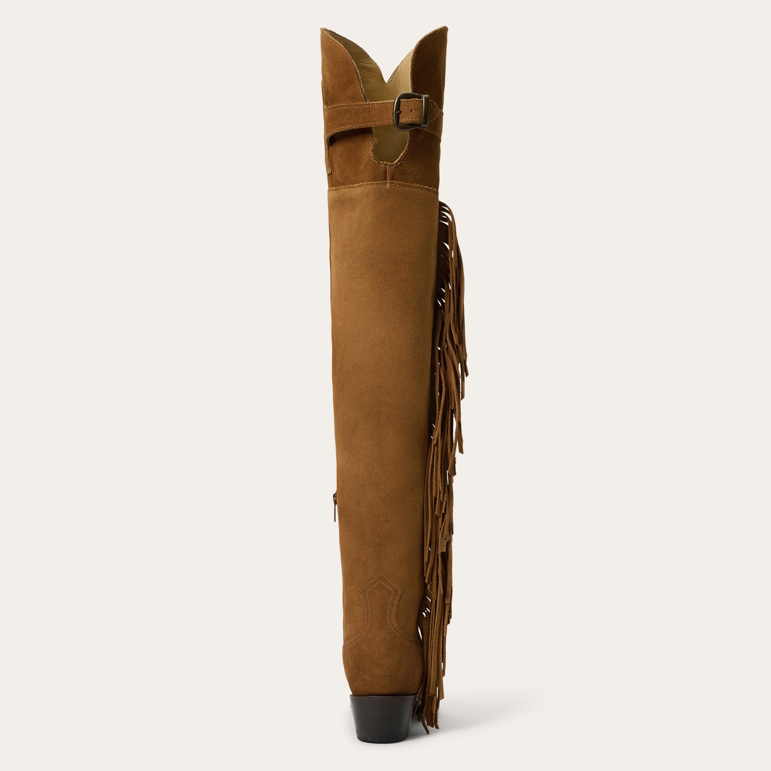 Glam Over-The-Knee Fringe Boot Tan Suede