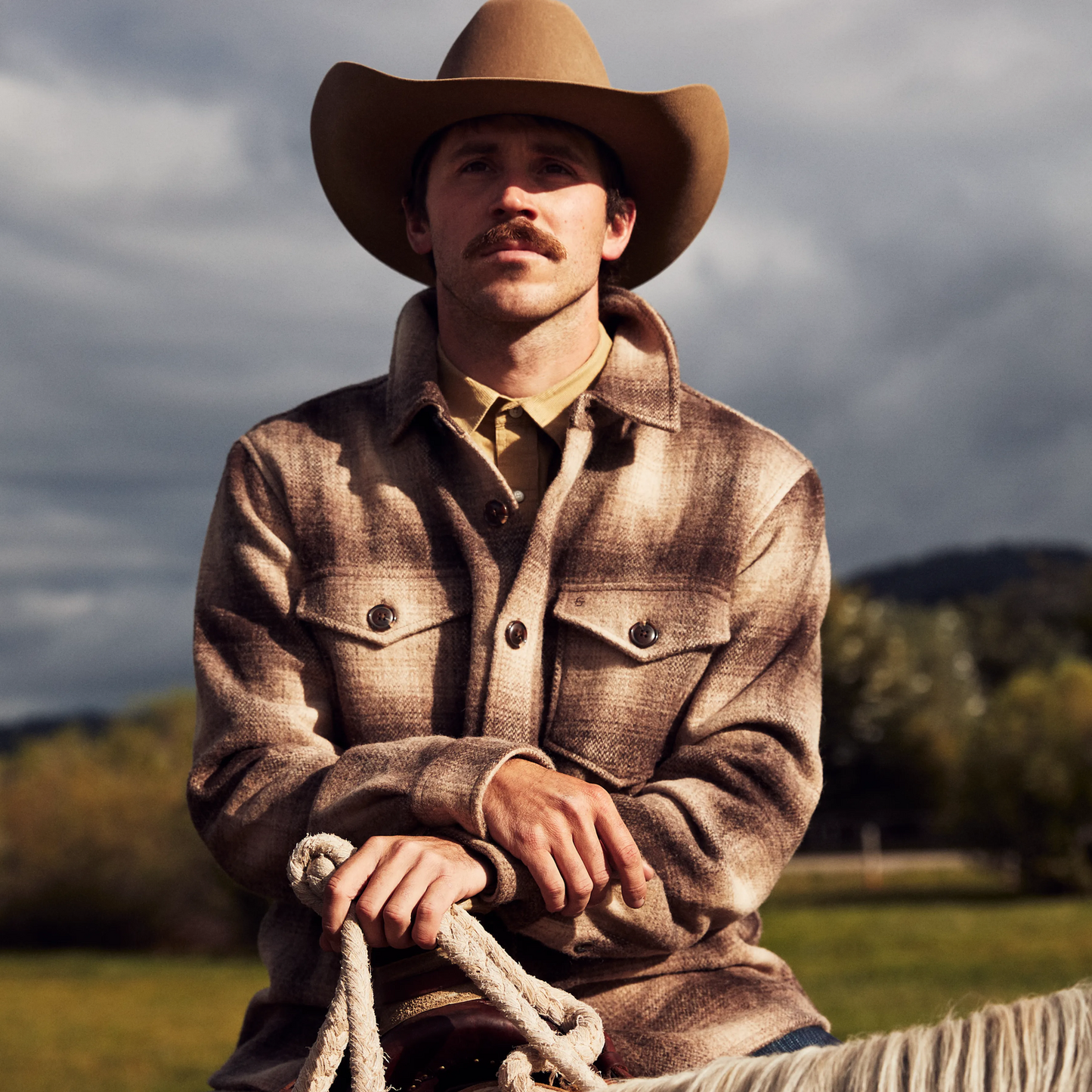 Wool Plaid Shirt Jacket Brown