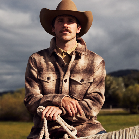 Wool Plaid Shirt Jacket Brown