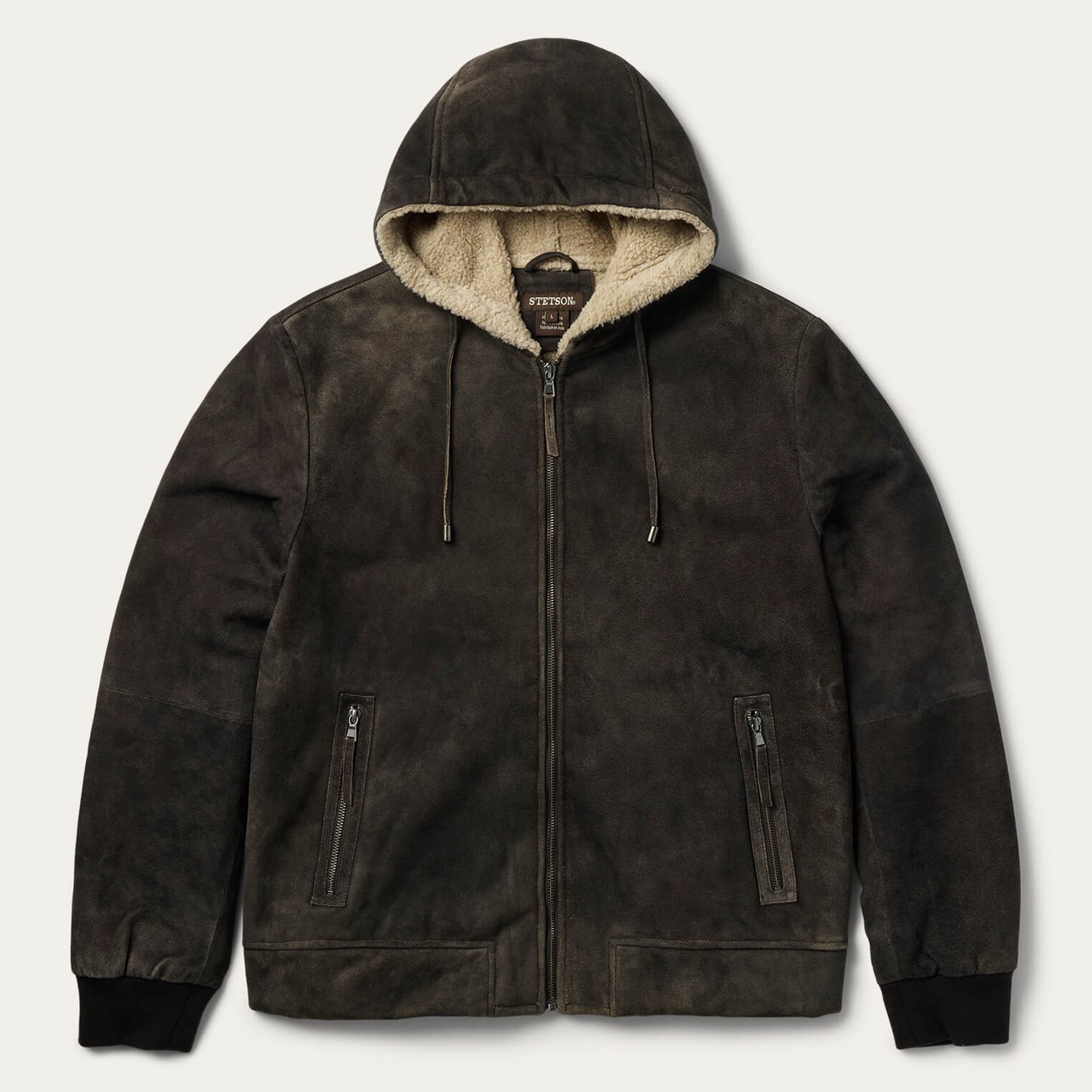 Suede Hooded Jacket Brown