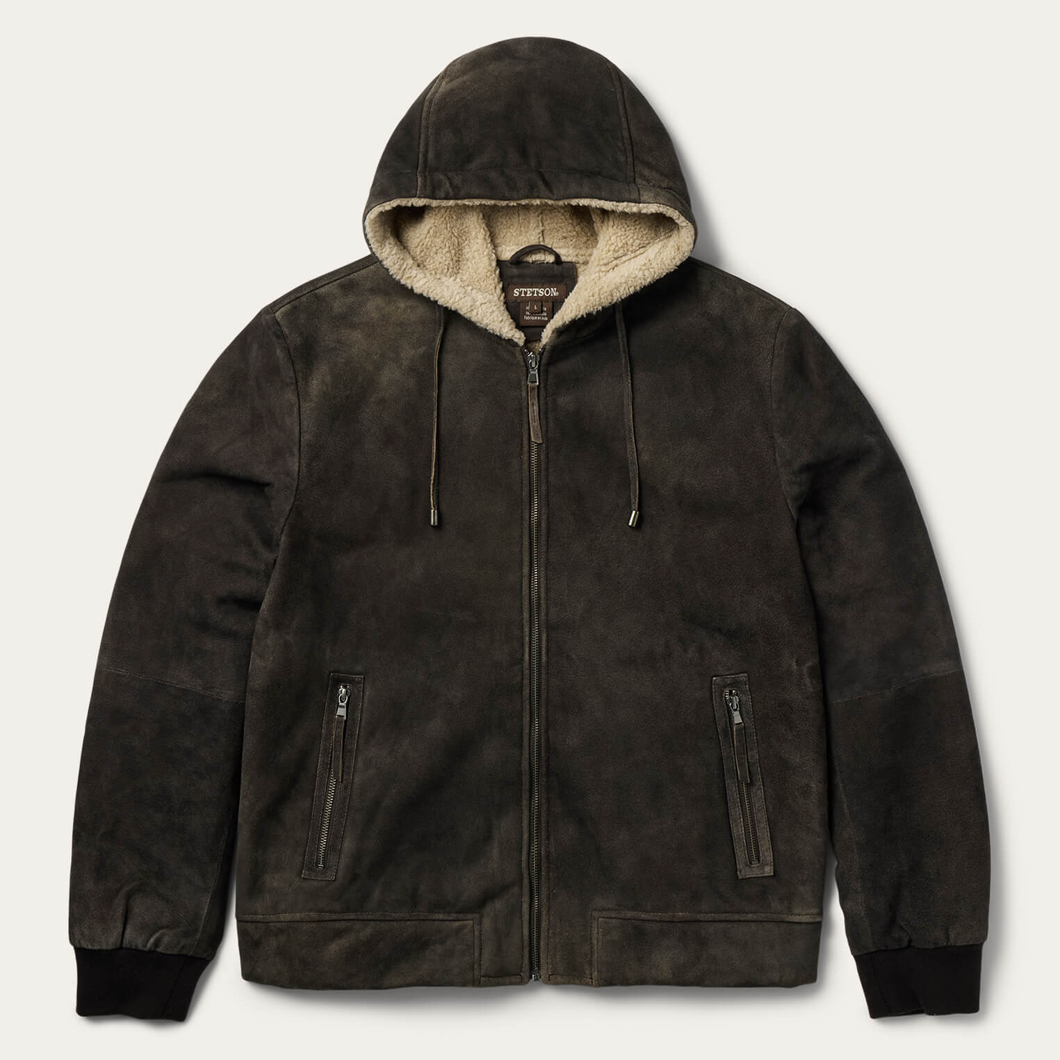 Suede Hooded Jacket Brown