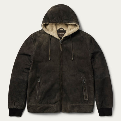 Suede Hooded Jacket Brown