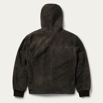 Suede Hooded Jacket Brown