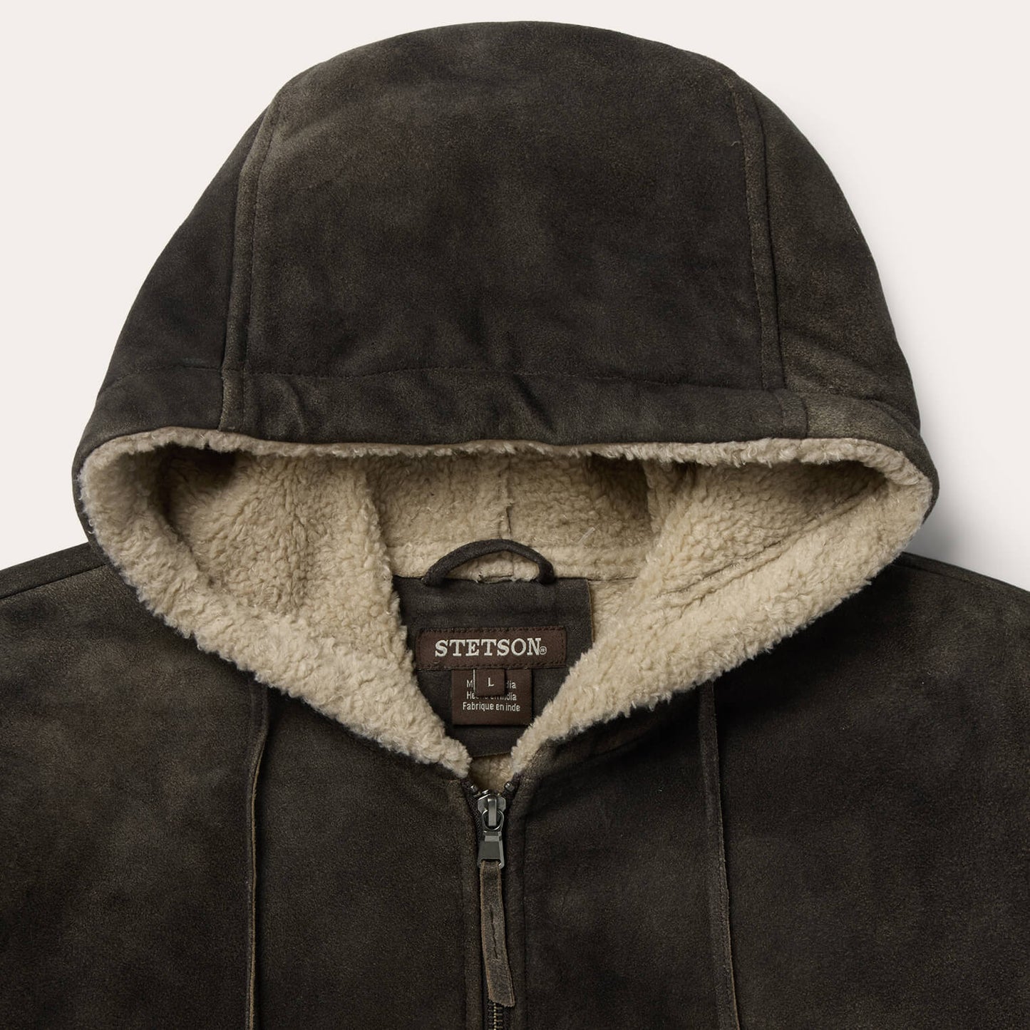 Suede Hooded Jacket Brown