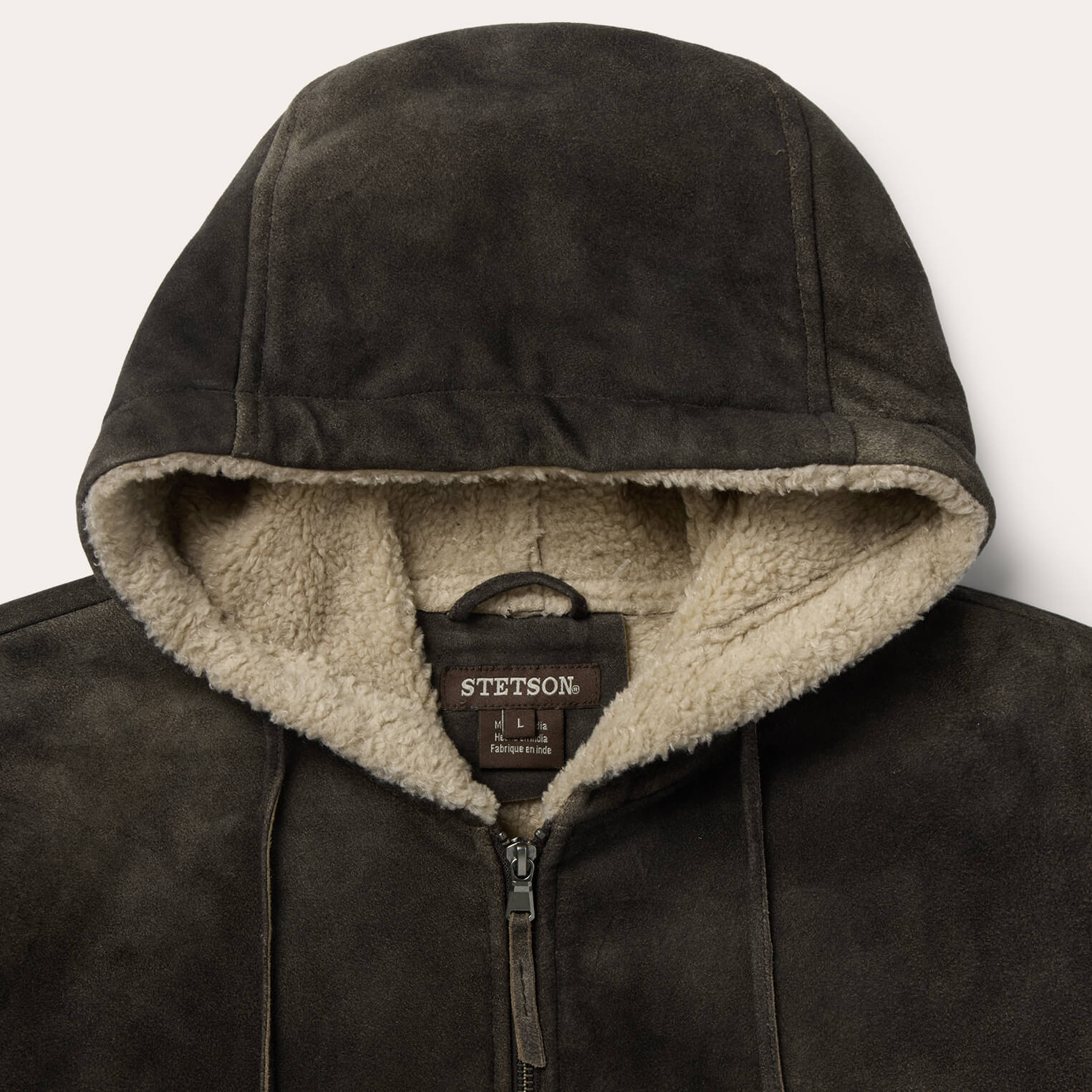 Suede Hooded Jacket Brown