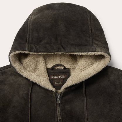 Suede Hooded Jacket Brown