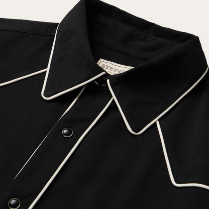 Vintage Piped Western Shirt Black