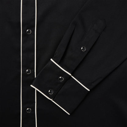 Vintage Piped Western Shirt Black