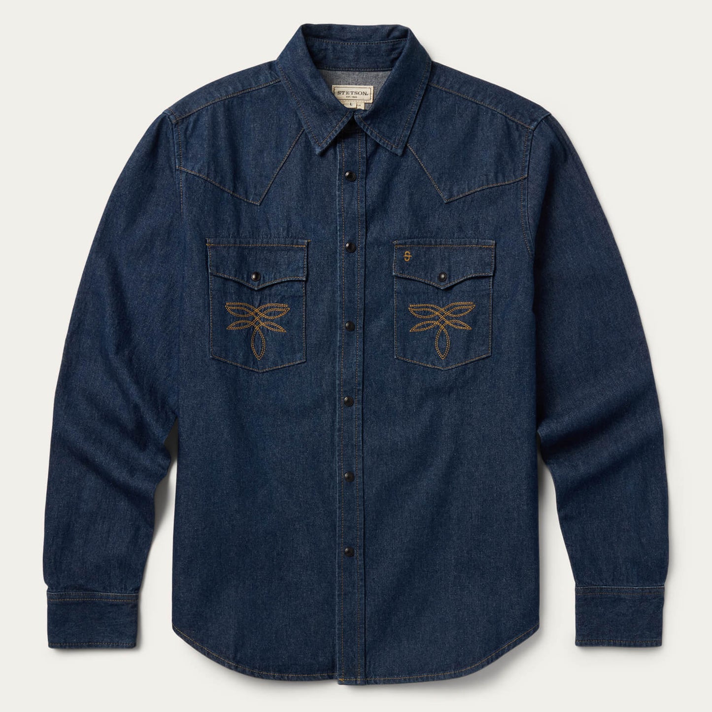 Boot Stitch Raw Denim Shirt Blue
