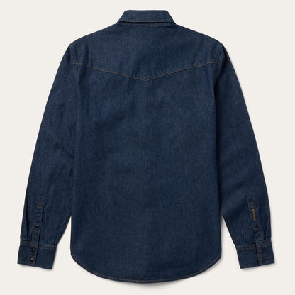 Boot Stitch Raw Denim Shirt Blue