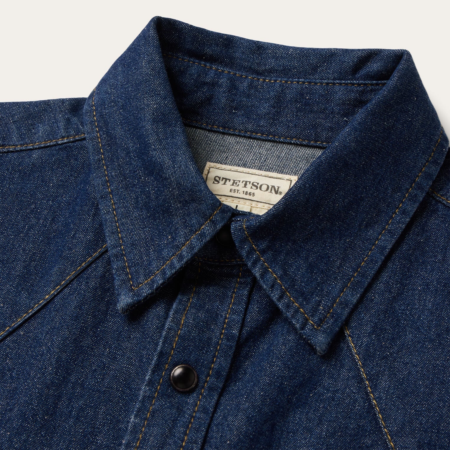 Boot Stitch Raw Denim Shirt Blue