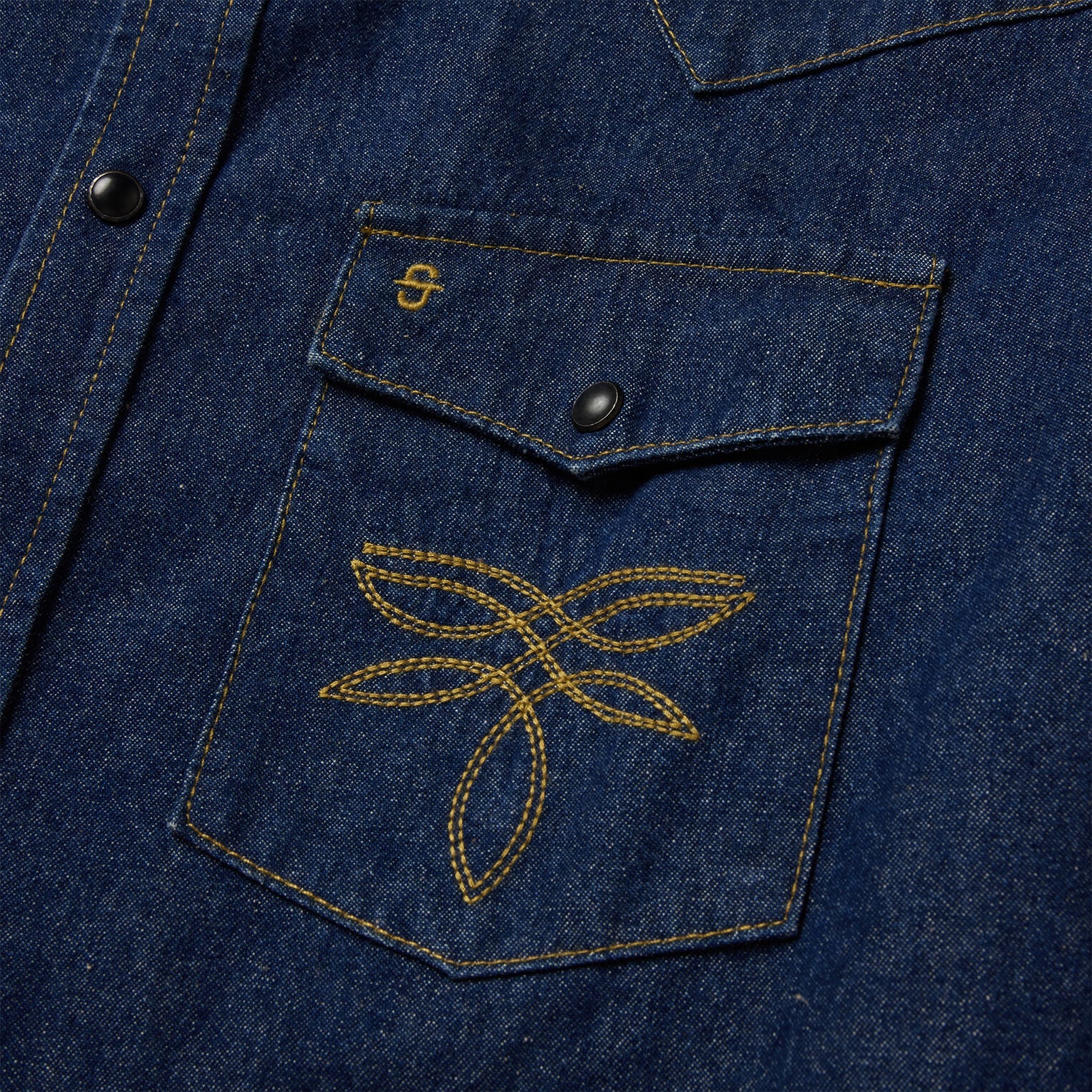 Boot Stitch Raw Denim Shirt Blue