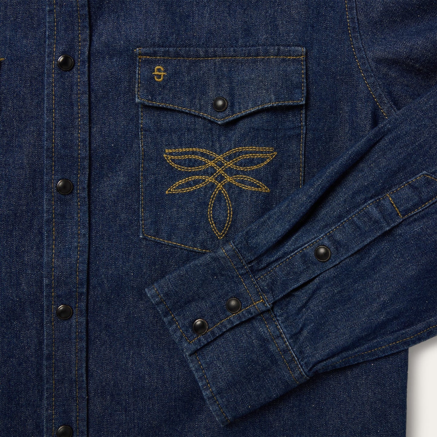 Boot Stitch Raw Denim Shirt Blue