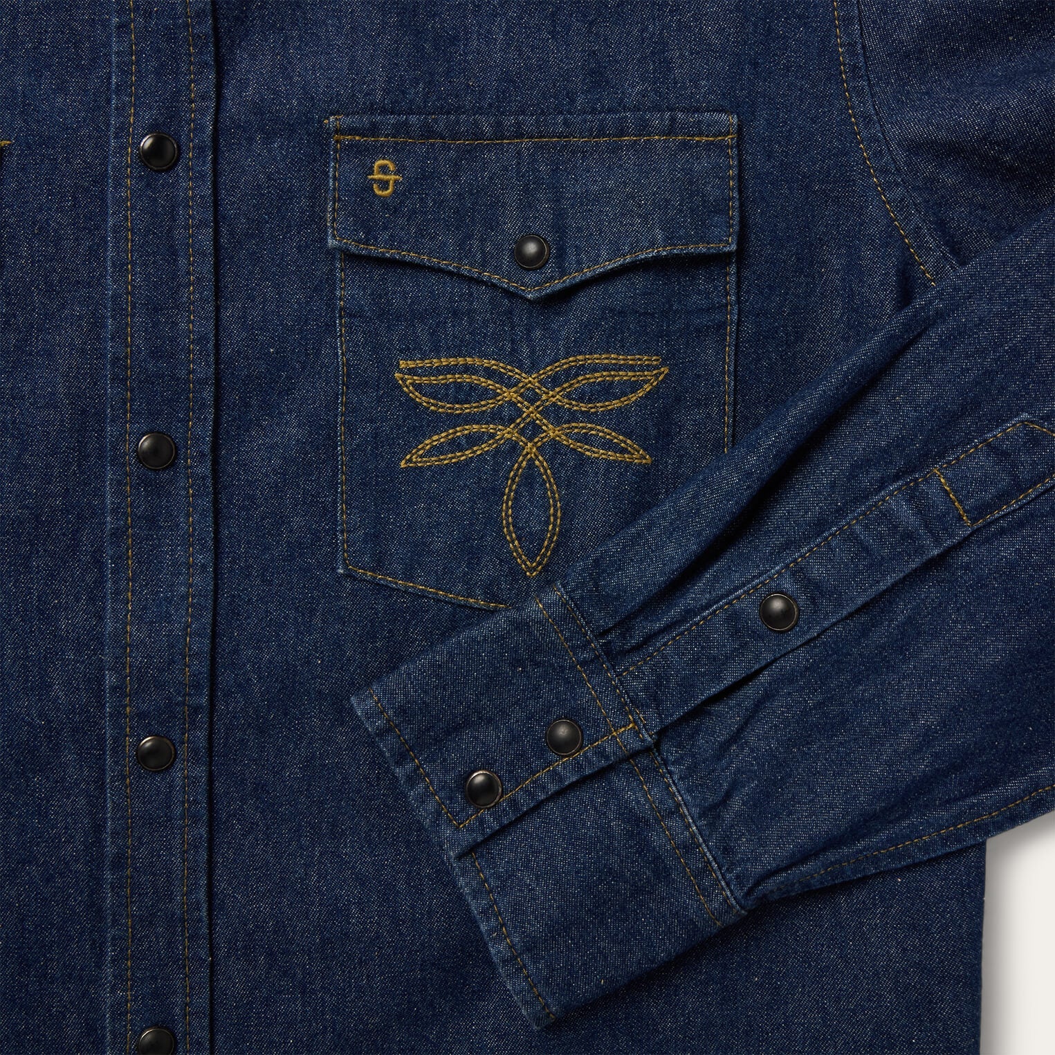 Boot Stitch Raw Denim Shirt Blue