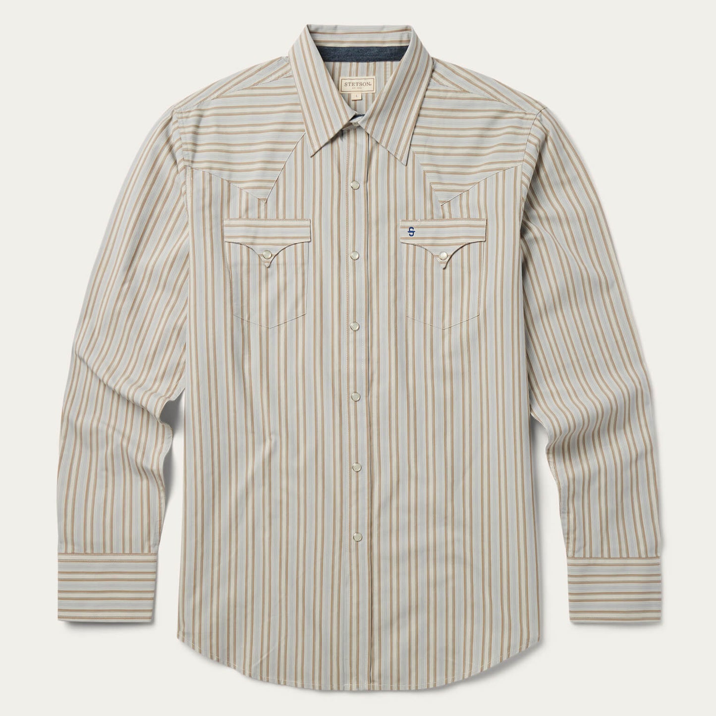 Ticking Stripe Western Shirt Brown