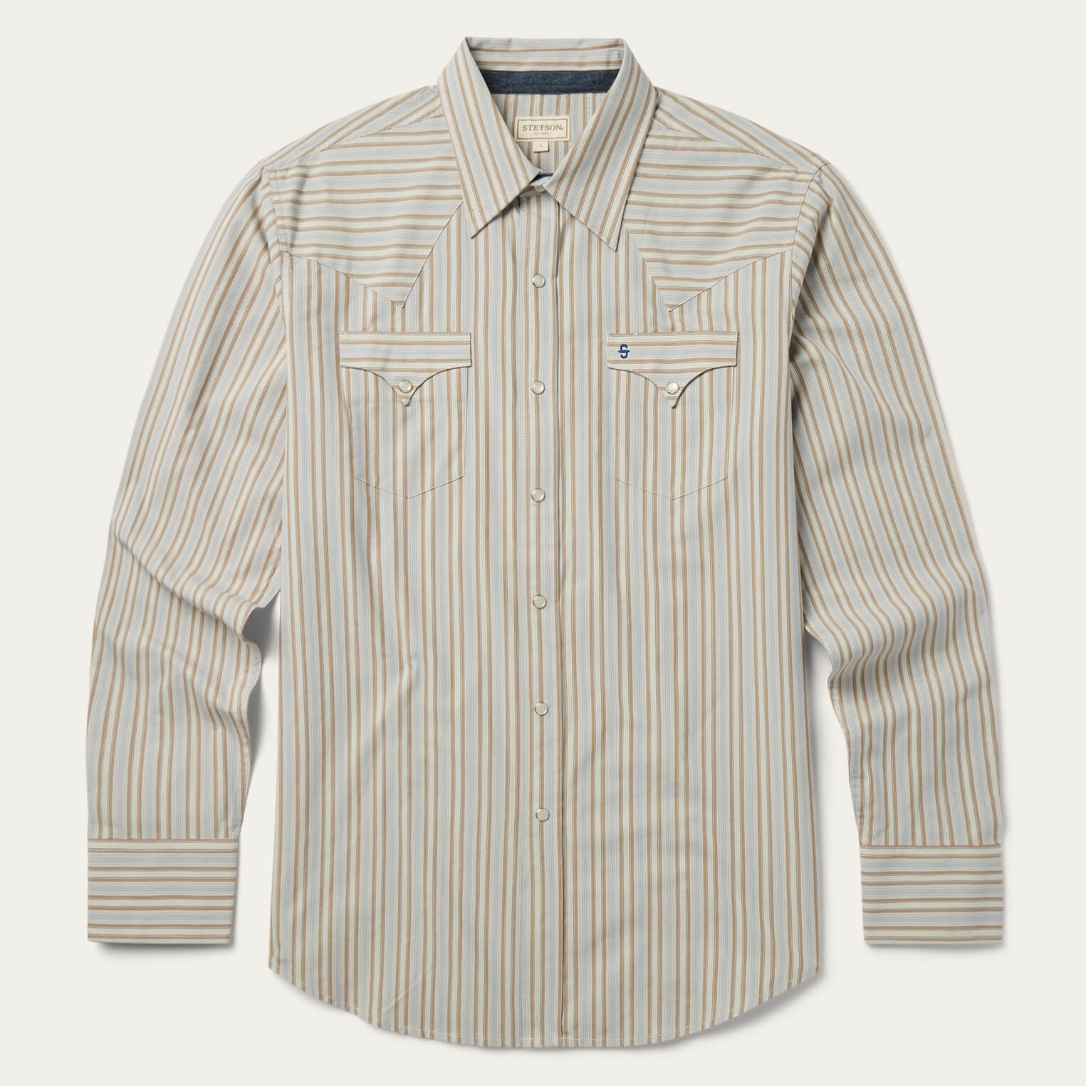Ticking Stripe Western Shirt Brown