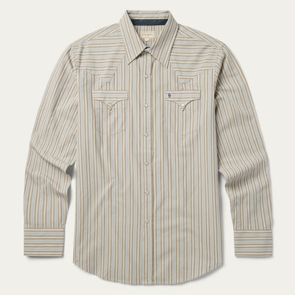 Ticking Stripe Western Shirt Brown