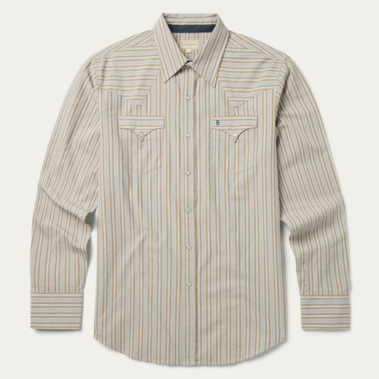 Ticking Stripe Western Shirt Brown