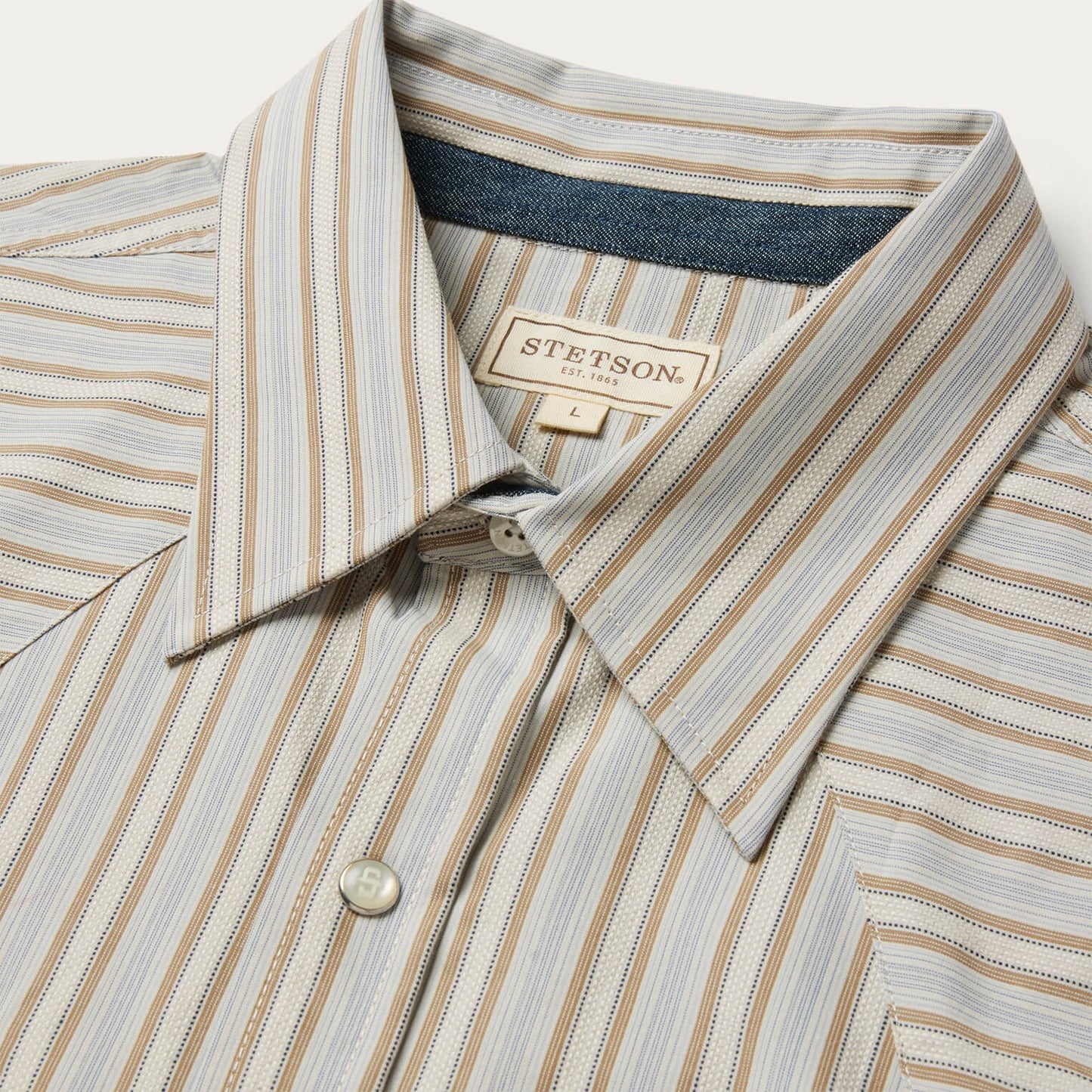 Ticking Stripe Western Shirt Brown