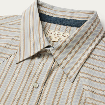 Ticking Stripe Western Shirt Brown