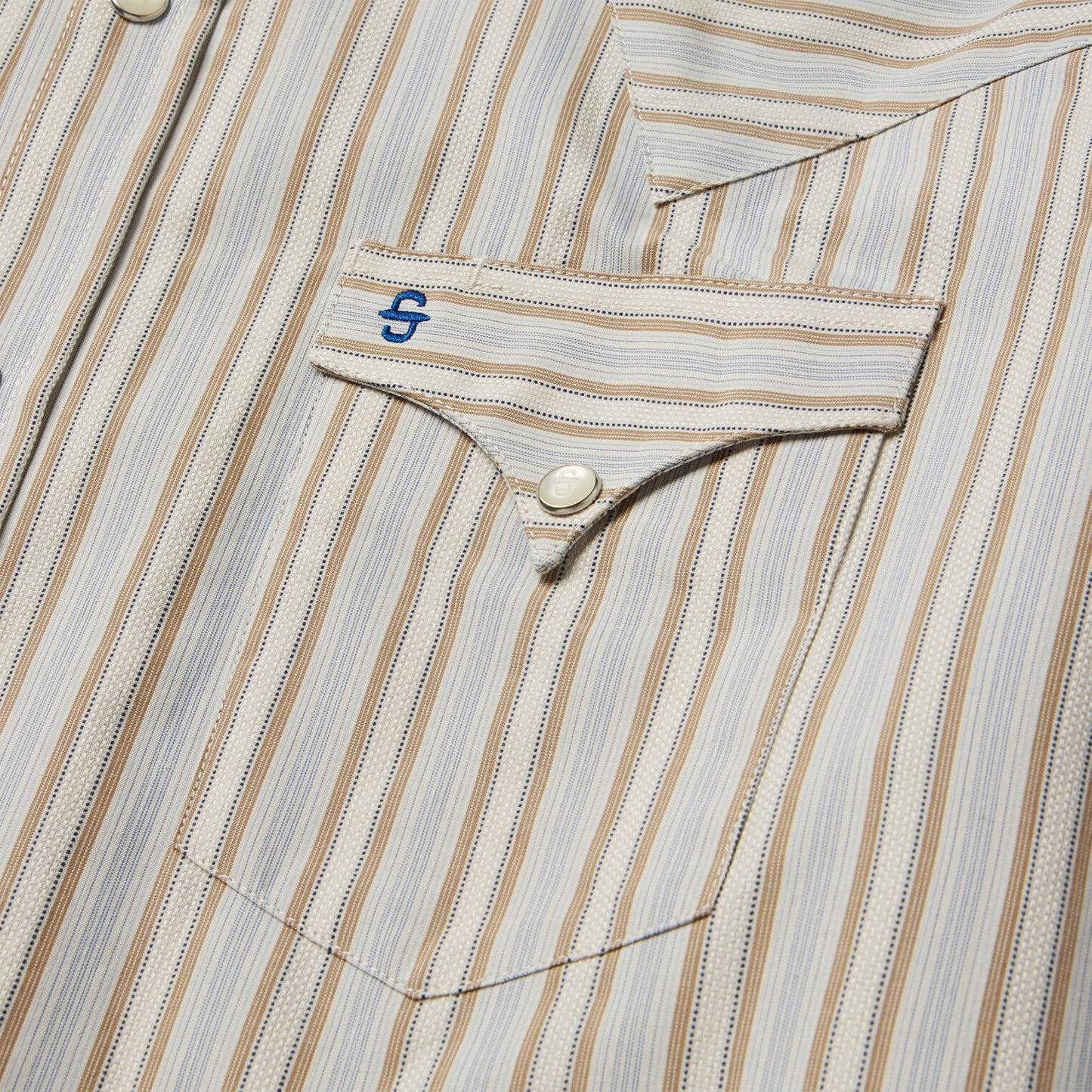 Ticking Stripe Western Shirt Brown