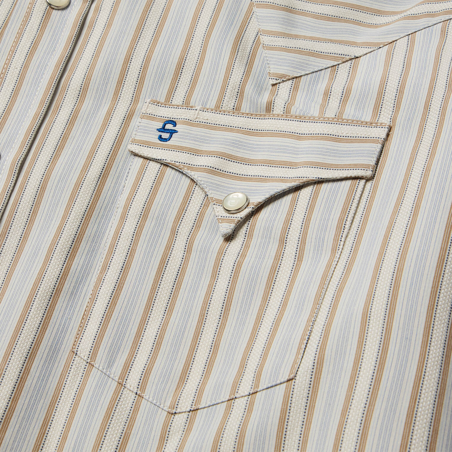 Ticking Stripe Western Shirt Brown