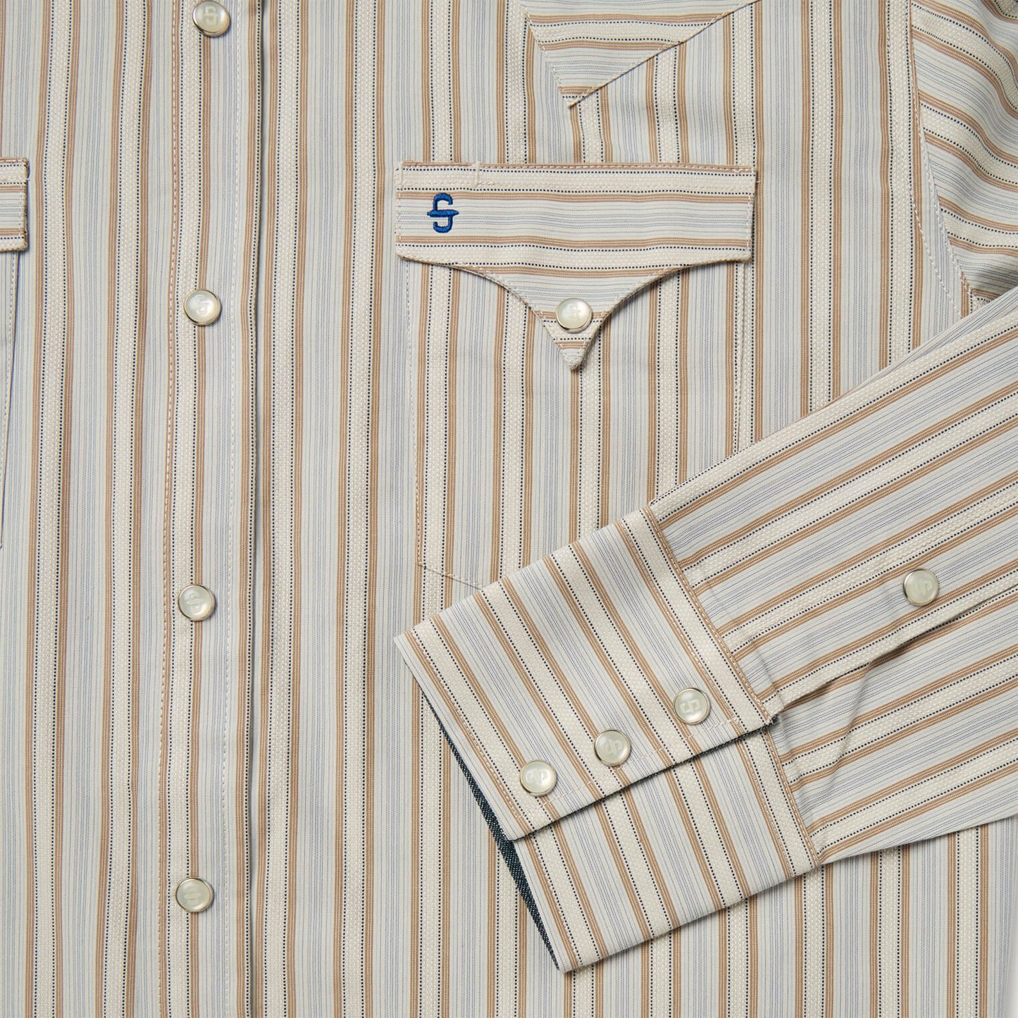 Ticking Stripe Western Shirt Brown