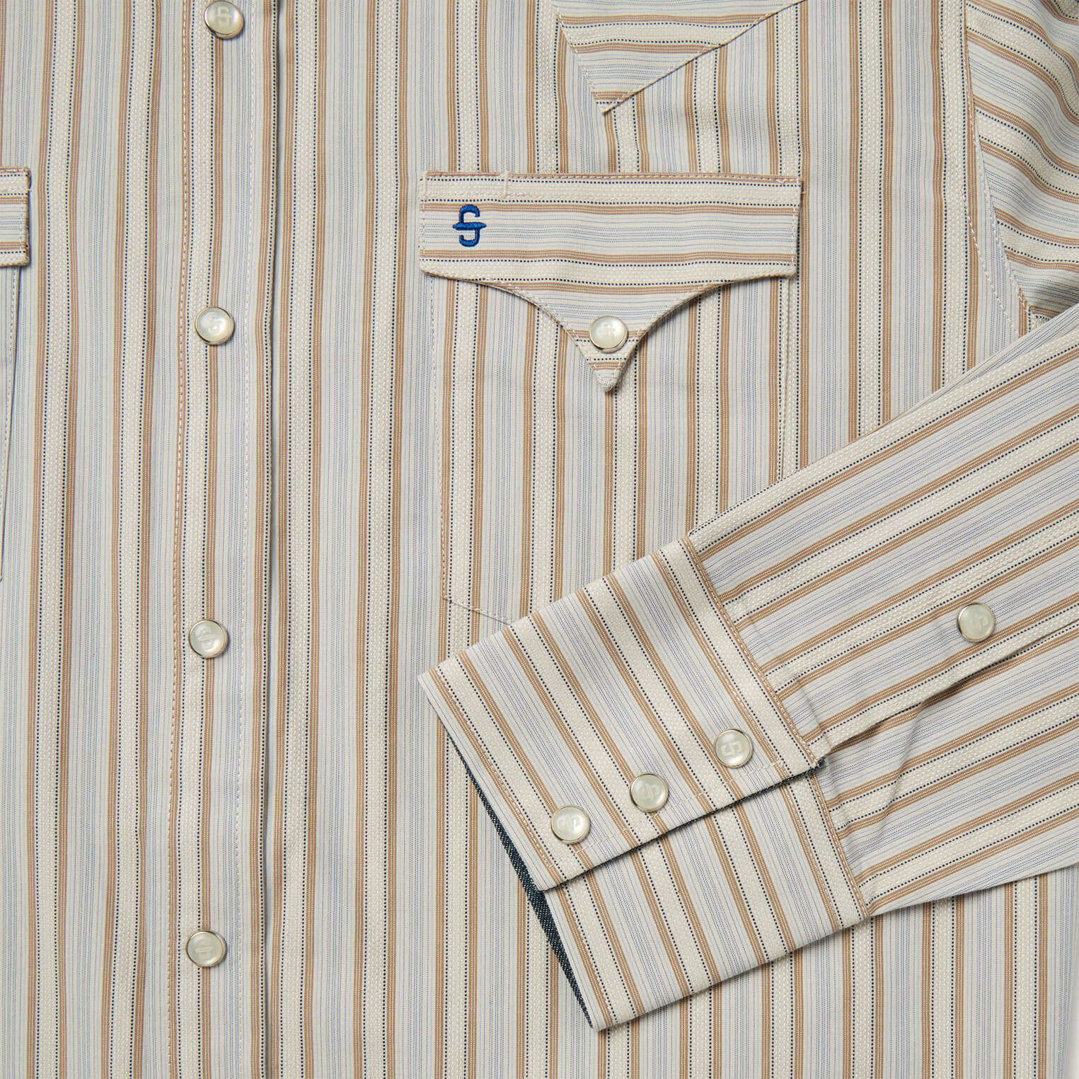 Ticking Stripe Western Shirt Brown