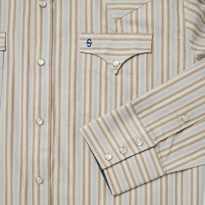 Ticking Stripe Western Shirt Brown
