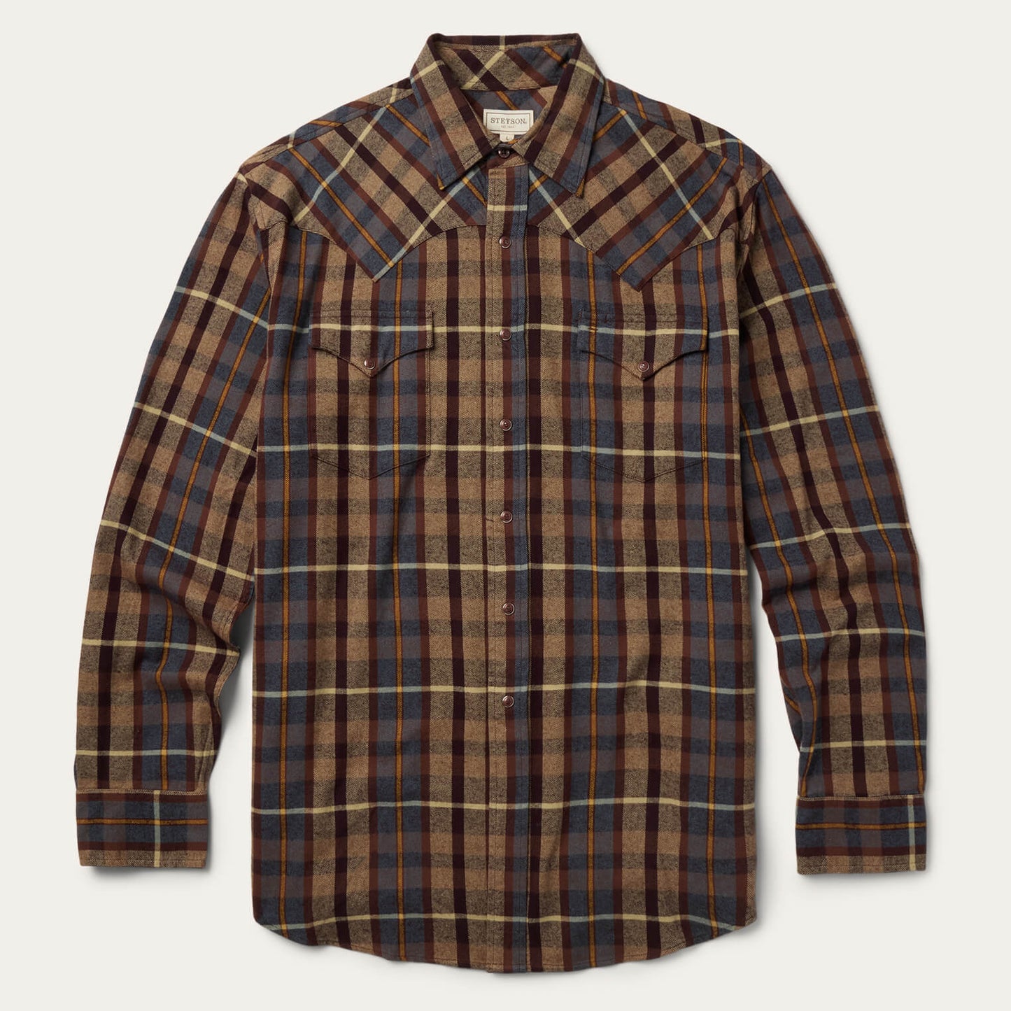 Brushed Flannel Western Shirt Brown