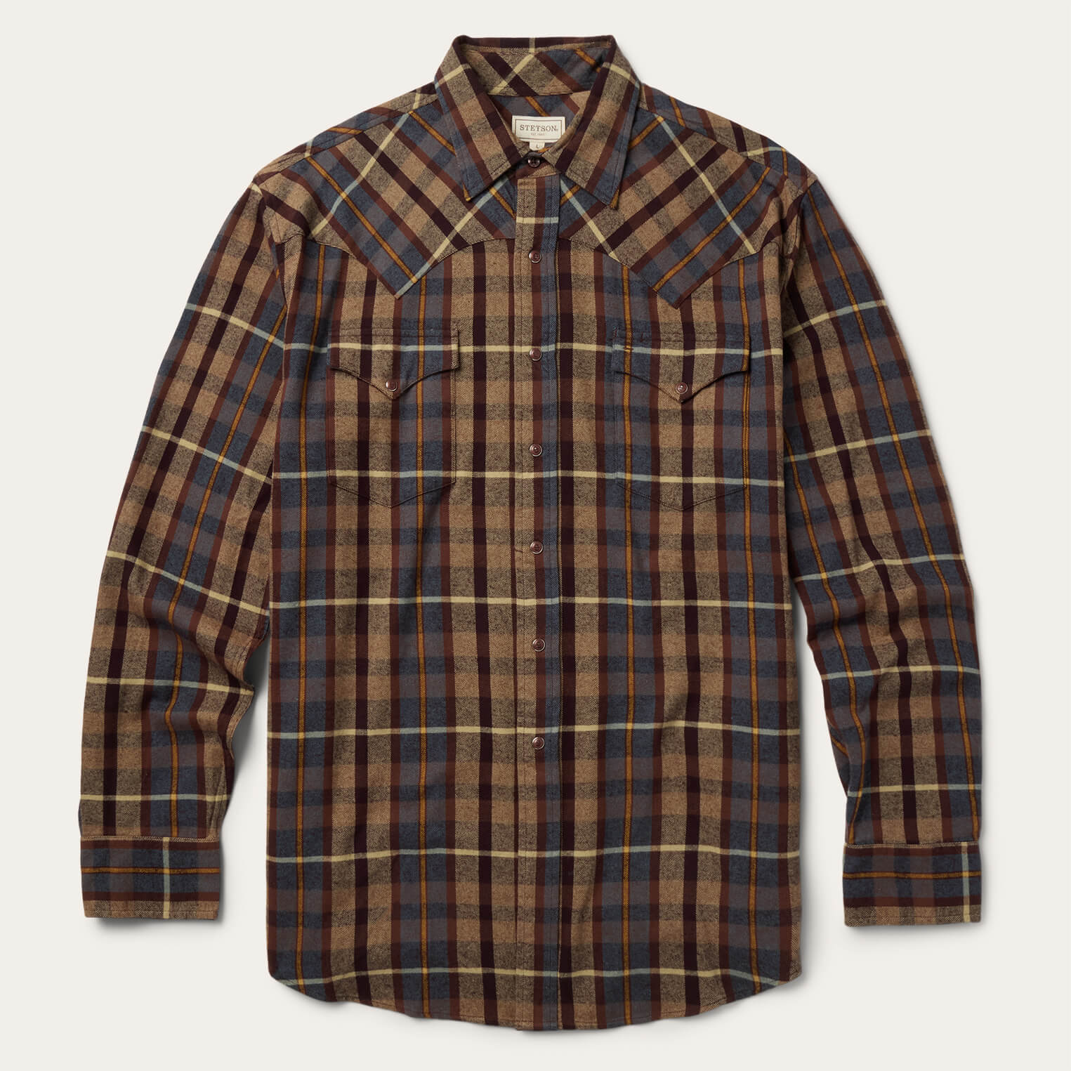 Brushed Flannel Western Shirt Brown