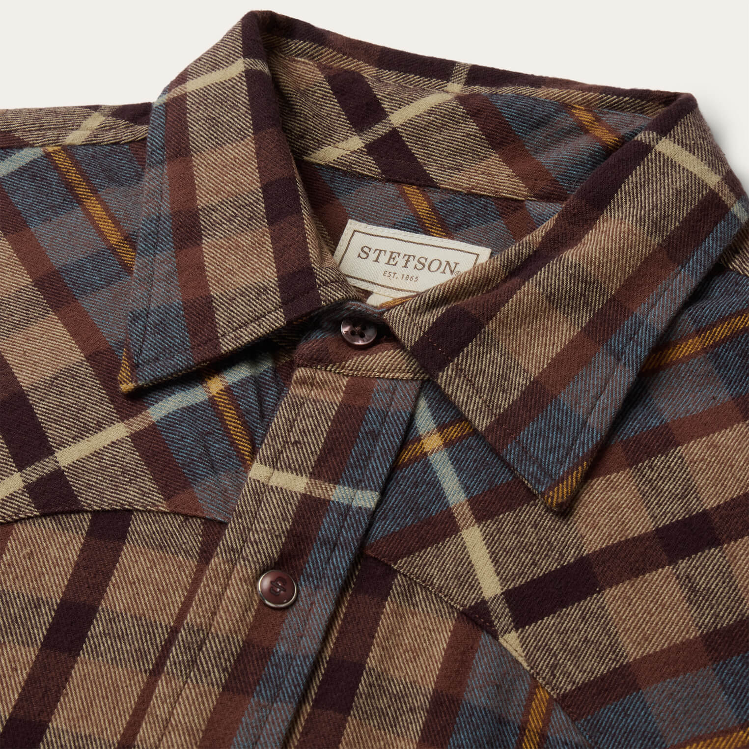 Brushed Flannel Western Shirt Brown