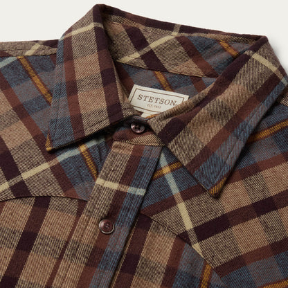 Brushed Flannel Western Shirt Brown