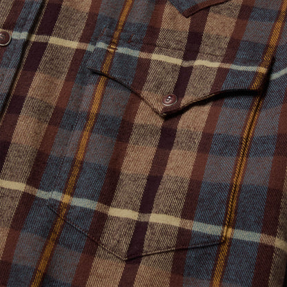 Brushed Flannel Western Shirt Brown