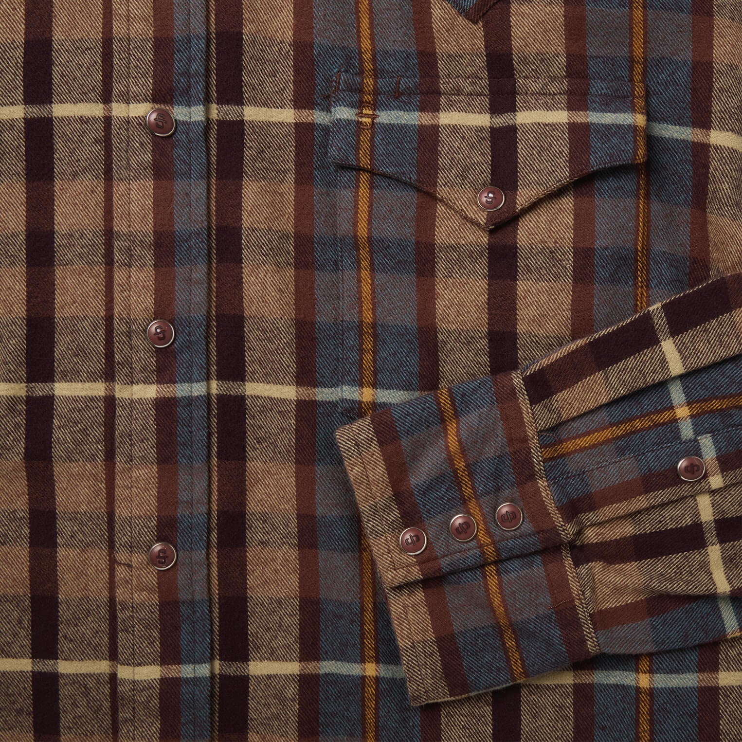 Brushed Flannel Western Shirt Brown