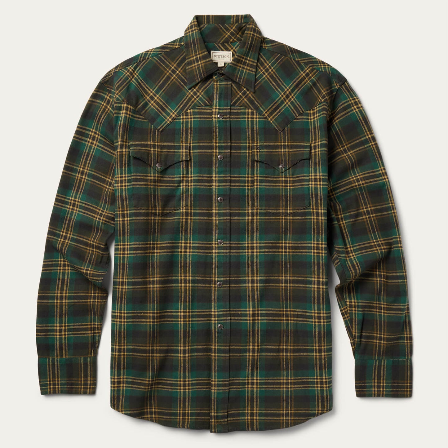 Brushed Flannel Western Shirt Green