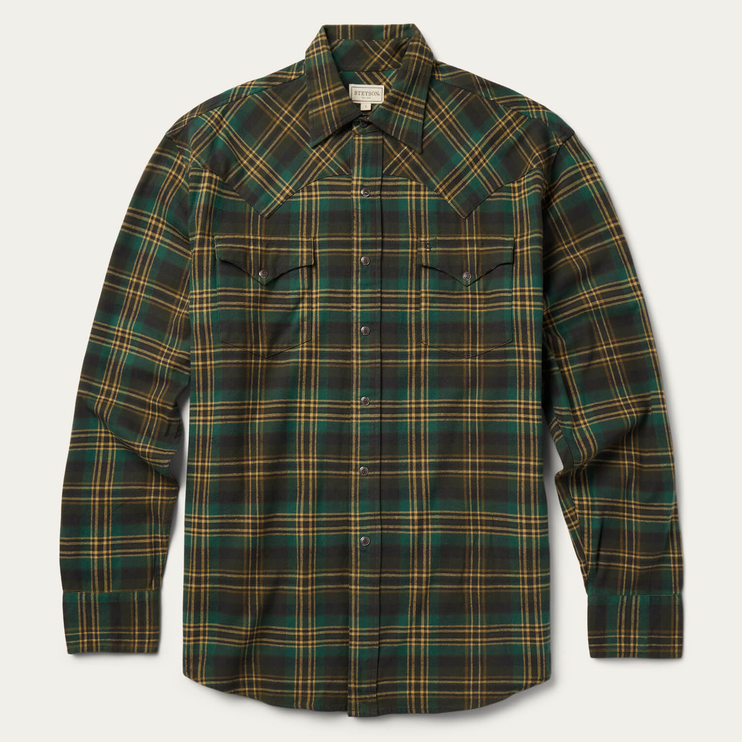 Brushed Flannel Western Shirt Green