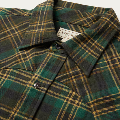 Brushed Flannel Western Shirt Green