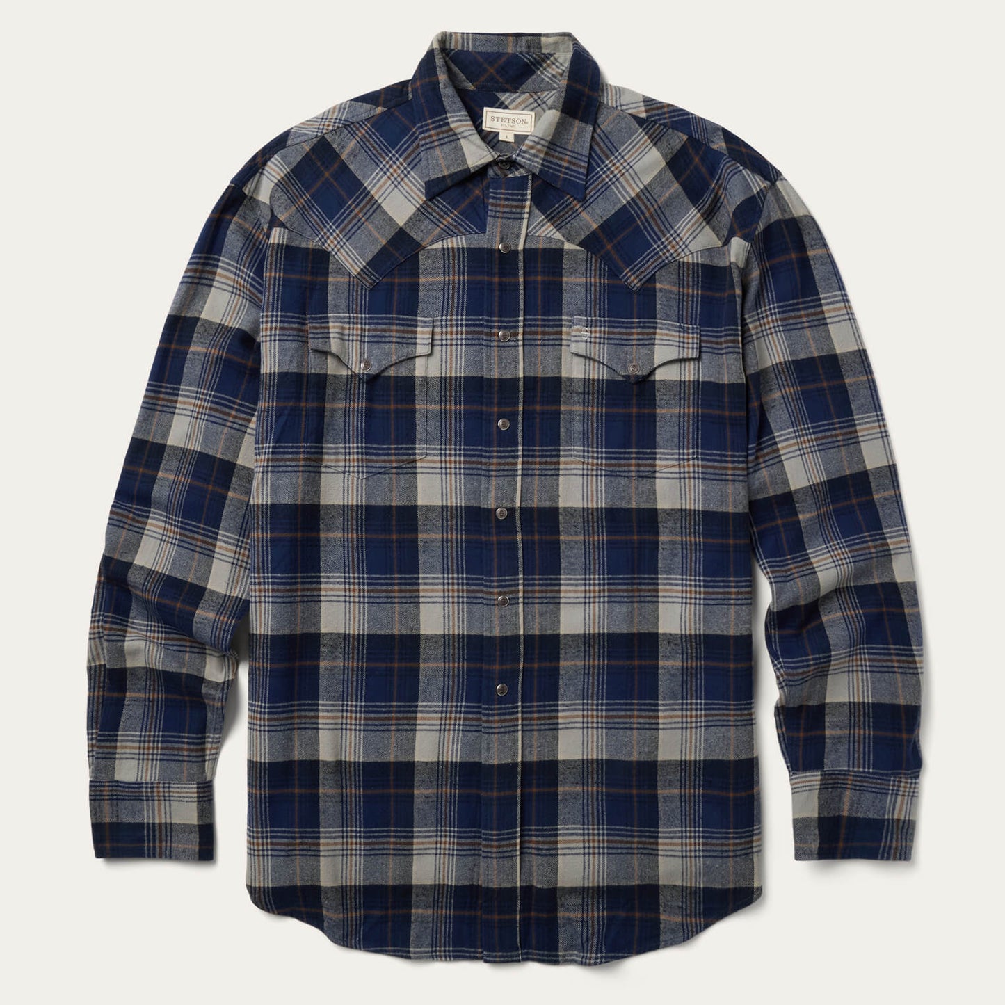 Brushed Flannel Western Shirt Blue