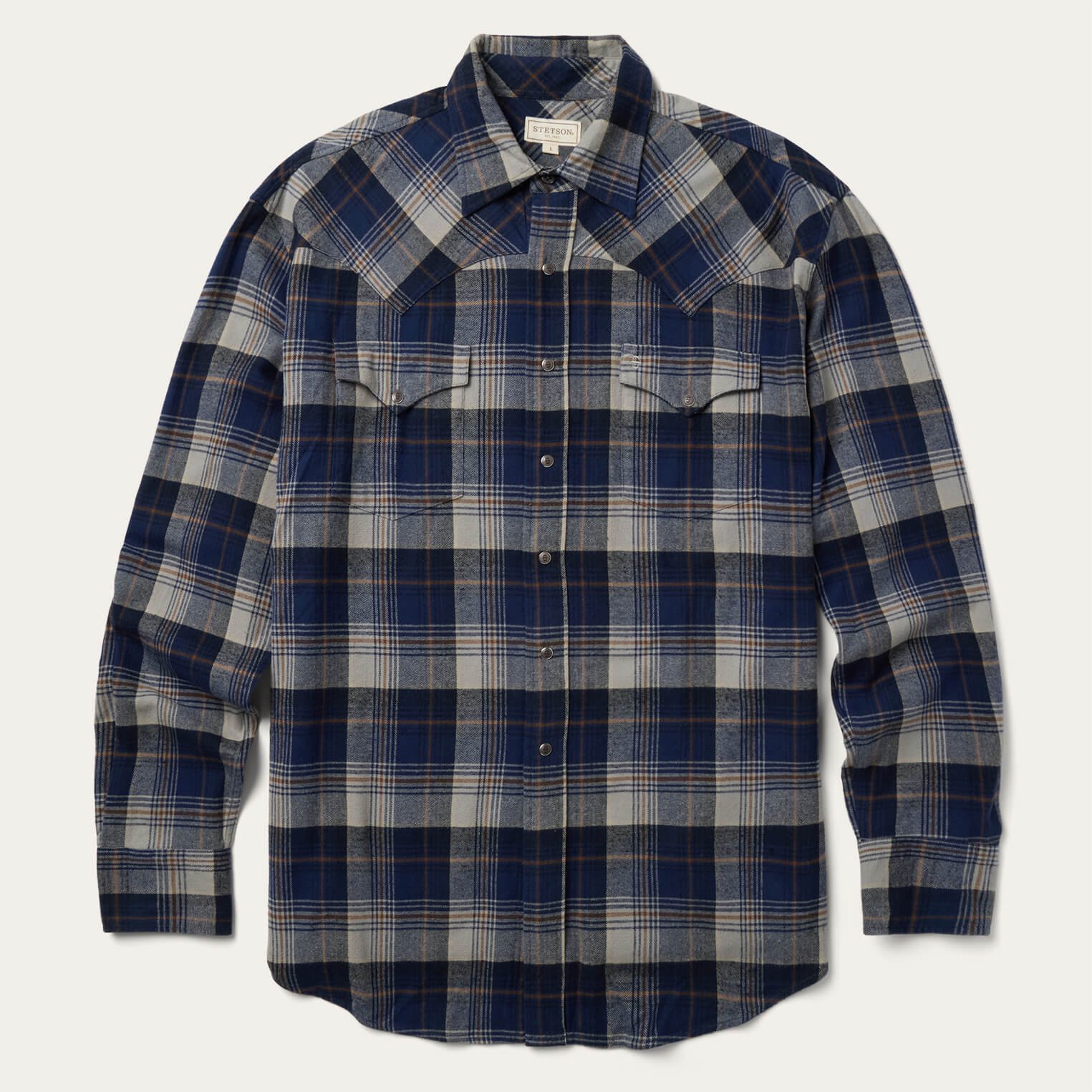 Brushed Flannel Western Shirt Blue