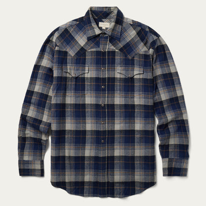 Brushed Flannel Western Shirt Blue