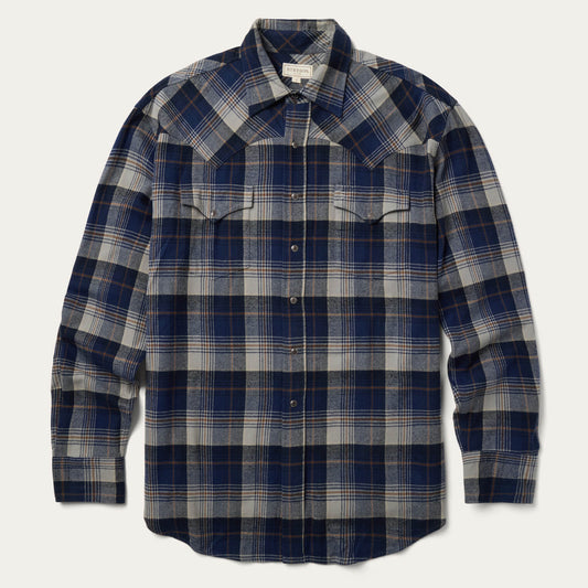Brushed Flannel Western Shirt Blue
