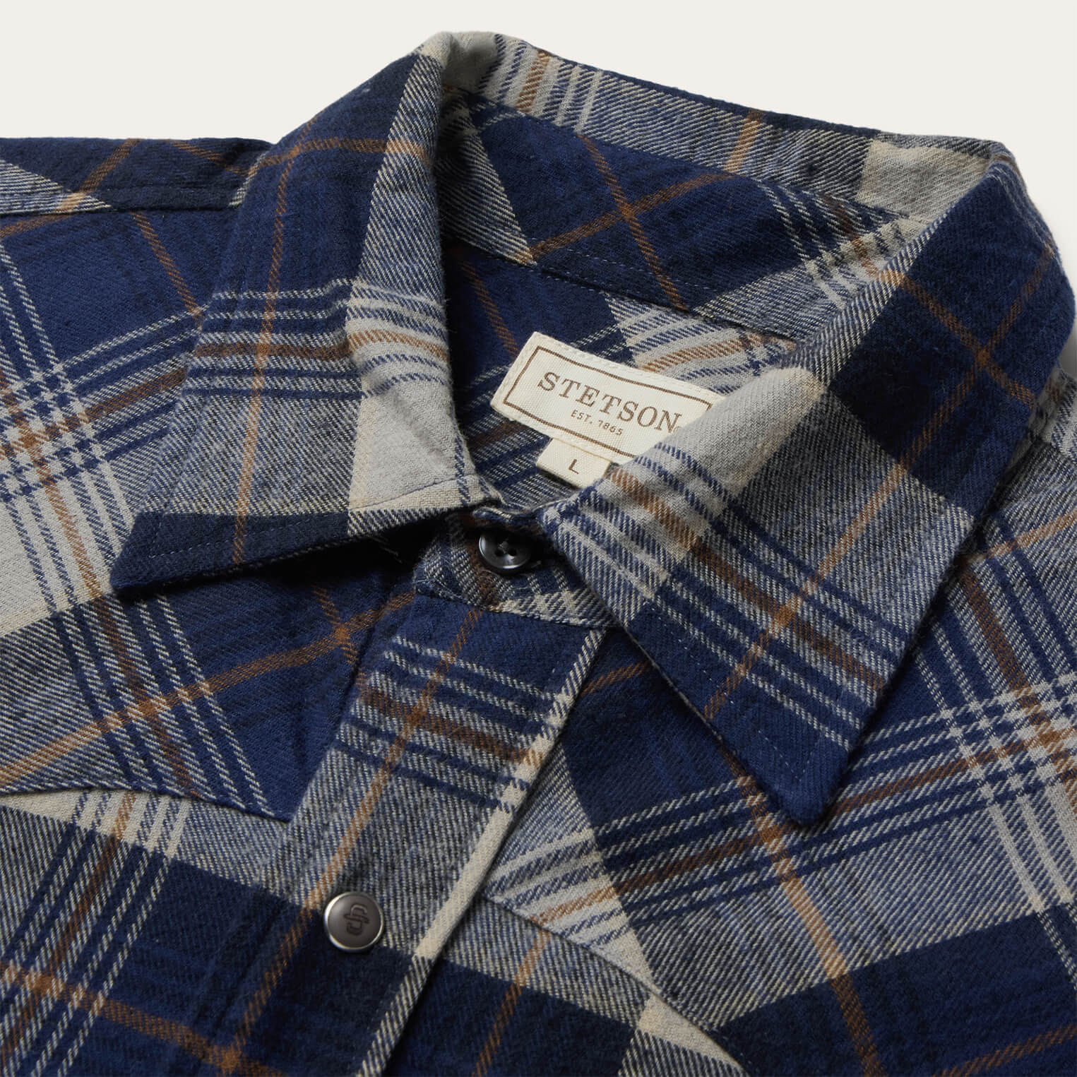 Brushed Flannel Western Shirt Blue